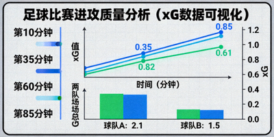 预期进球(xG)数据可视化图表展示足球比赛进攻质量分析